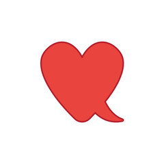 Vector icon concept of heart-shaped speech bubble.