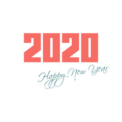 Vector illustration of 2020 and an inscription a happy New year. Cover or calendar design postcard banner. Printing or web flat design.