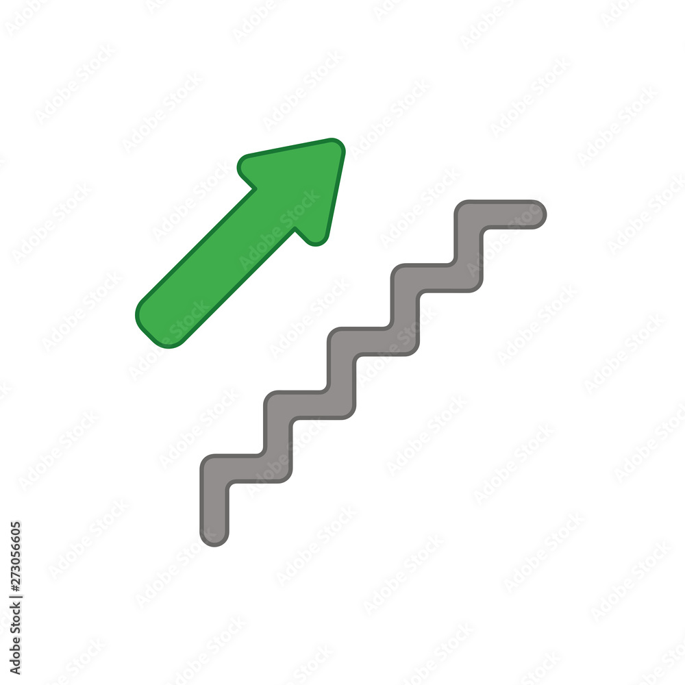 Poster vector icon concept of stairs with arrow pointing up.