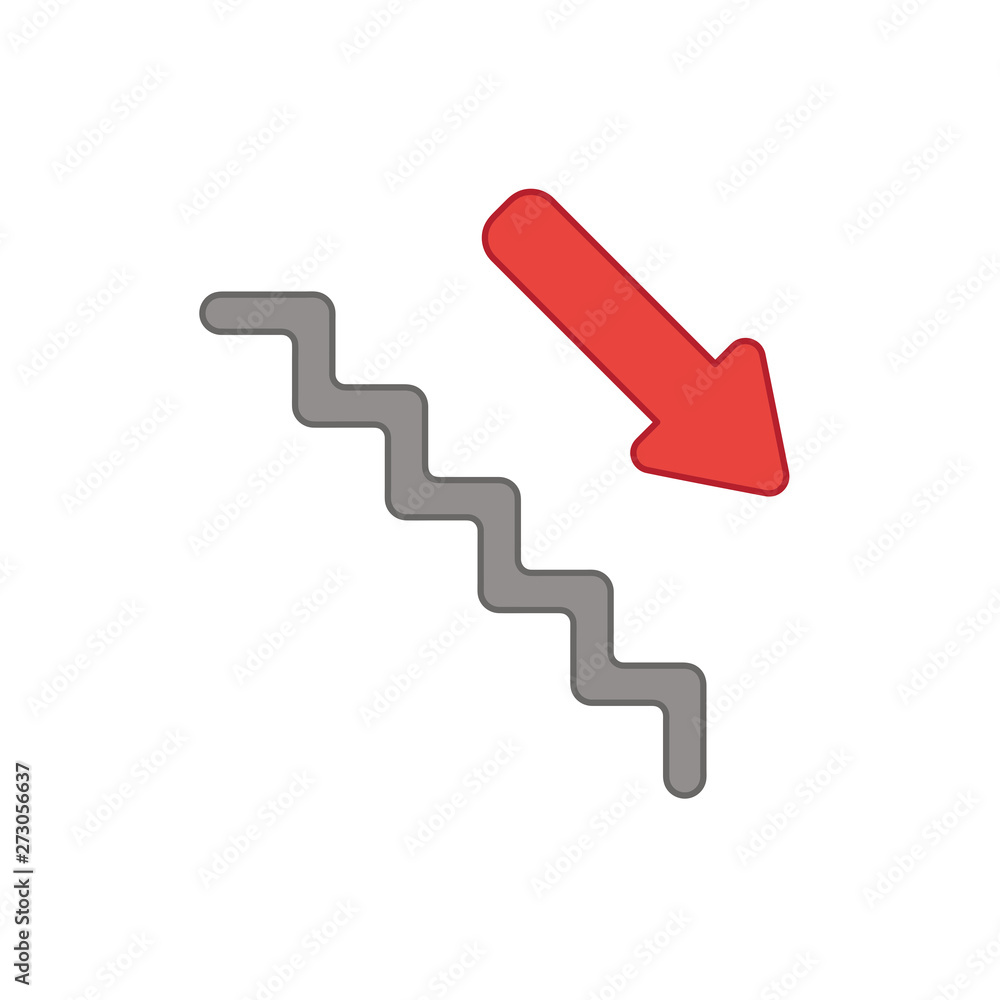 Poster vector icon concept of stairs with arrow pointing down.