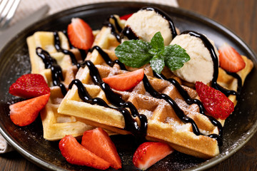 viennese waffles with strawberry