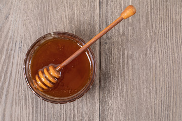 Honey in a transparent jar
