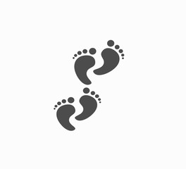 Two pairs of footprints - gray vector flat design isolated icon. Creative icon for smartphone or web site.