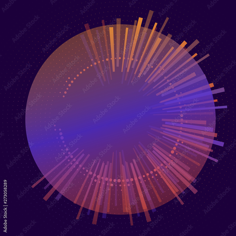 Aufkleber abstract circular geometric background with burst dynamic lines or rays