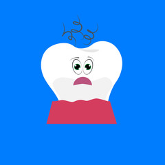 Caricature of molar tooth surprised.