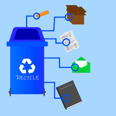 Blue garbage container.