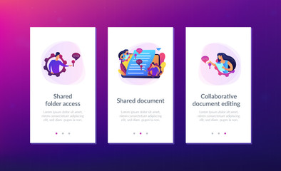 Business team editing shared document on laptop online. Shared document, shared folder access, collaborative document editing concept. Mobile UI UX GUI template, app interface wireframe