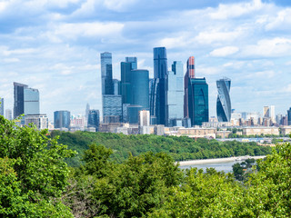 Fototapeta premium towers of Moscow-city district on Moskva riverbank