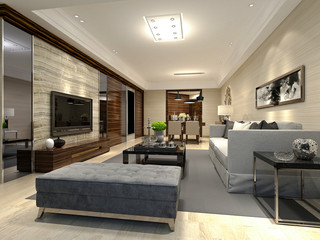 3d render of modern living room