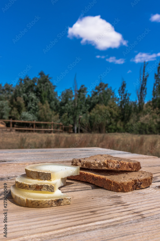 Wall mural bread with cheese