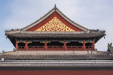 Fototapeta premium One of the buildings of Palace of Peace and Harmony simply called Lama Temple in Beijing, capital city of China