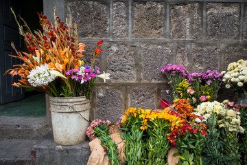 Flowers for Sale at Street Market in Guatemala
