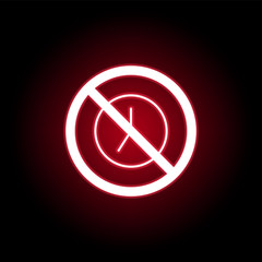 Forbidden clock, late icon in red neon style. can be used for web, logo, mobile app, UI, UX