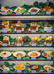 Obraz na płótnie Canvas Characteristic food replicas called sampuru on display in front of restaurant in Tokyo in Japan