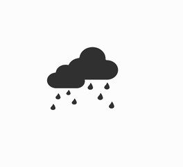 Design flat vector icons: cloudy weather with rain. Vector weather icon for smartphone and website - gray cloud with rain isolated