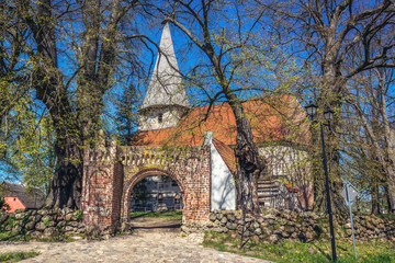 Roman catholic church in Lacko village within Slawno County near Baltic Sea coast in Poland
