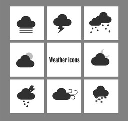 Weather symbols vector isolated set. Weather forecast - vector set for smartphone or website