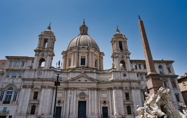 Fototapeta na wymiar Baroque building at the Navona square in Rome, Italy