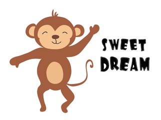 cute monkey print .vector illustration for childish t shirt,clothes