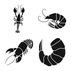 Vector design of meat and delicacy symbol. Set of meat and crab stock symbol for web.