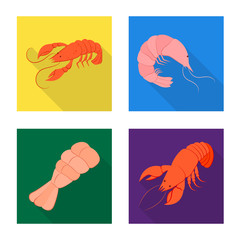 Isolated object of appetizer and seafood icon. Collection of appetizer and ocean stock vector illustration.