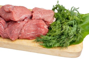 raw meat and vegetables