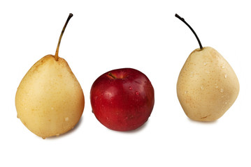 two pears and apple