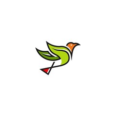 bird leaf logo line art style vector graphic download