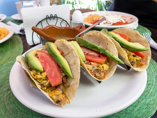 Machaca con huevo tacos - Mexican food 