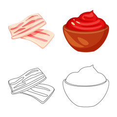 Vector illustration of taste and product symbol. Set of taste and cooking vector icon for stock.