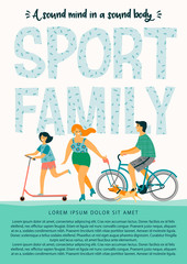 Sport Family. Vector tempale with leading an active healthy lifestyle.