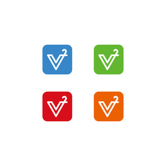 letter V quadratic logo illustration line art style vector icon download