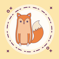 cute fox animal in frame circular