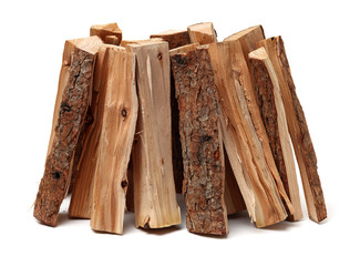 Pile of firewood isolated on a white background