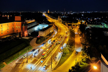 Warsaw at night from top of the tower, Poland