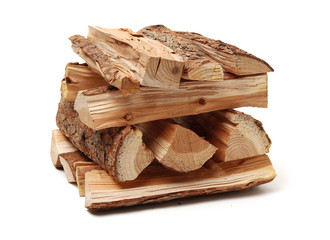 Pile of firewood isolated on a white background