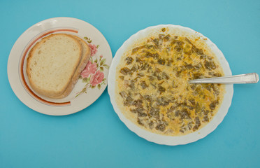  Chicken soup,salad soup traditional in Romania,supa de  salate