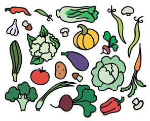 vector simple colored vegetables on white background