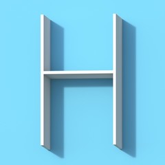 Line font with shadow Letter H 3D