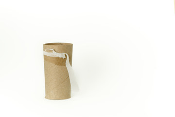 Toilet Paper Roll All Used Up Isolated on White Background
