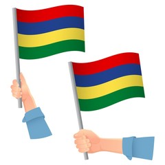 Mauritius flag in hand icon