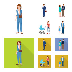 Vector illustration of character and avatar  symbol. Set of character and portrait stock symbol for web.