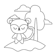 cute monkey animal in landscape