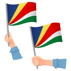 Seychelles flag in hand icon