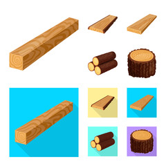 Vector design of tree   and raw  icon. Set of tree   and construction stock vector illustration.