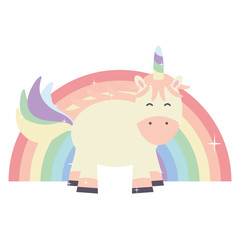 cute adorable unicorn and rainbow
