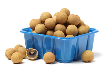 Dried Longans on white background 