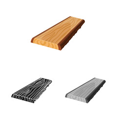Vector illustration of plank and piece  sign. Set of plank and trunk vector icon for stock.