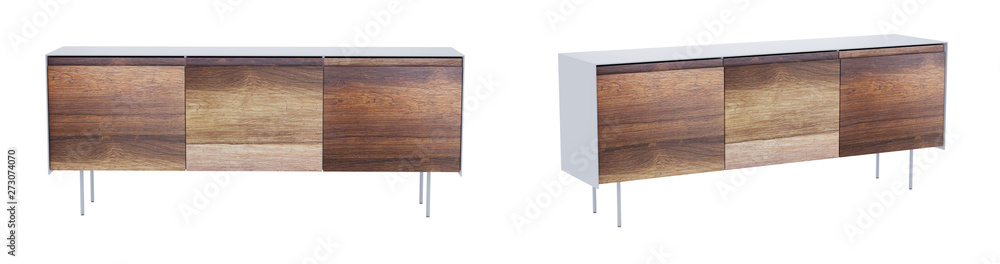 Aufkleber Vintage sideboard isolated on white background with clipping path included. 3D render image.