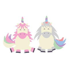 Obraz na płótnie Canvas cute adorable unicorns fairy characters